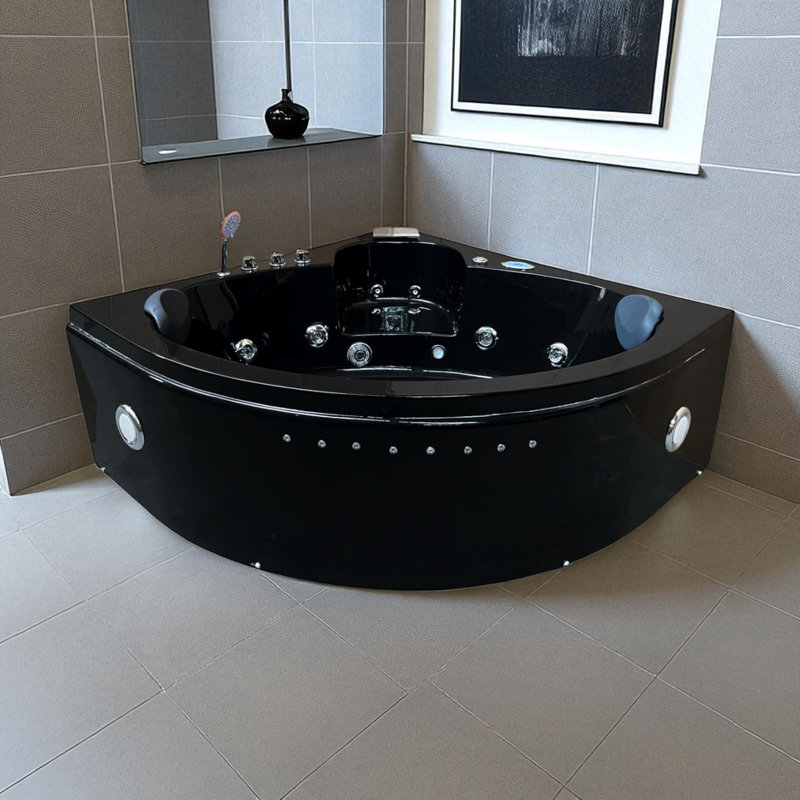Baignoire tourbillon d'angle 2 personnes 59 "x 59" avec chromothérapie et cascade DOLPHIN