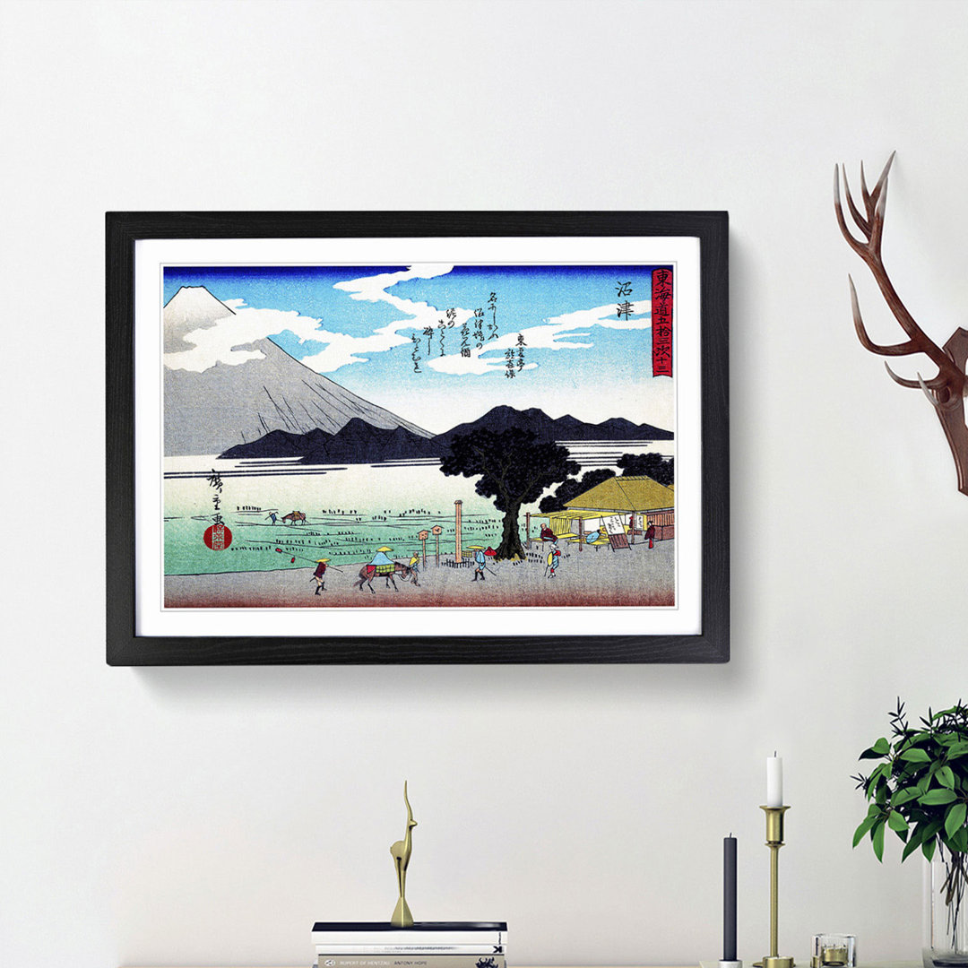 Workers Beneath Fuji by Utagawa Hiroshige - Framed Print