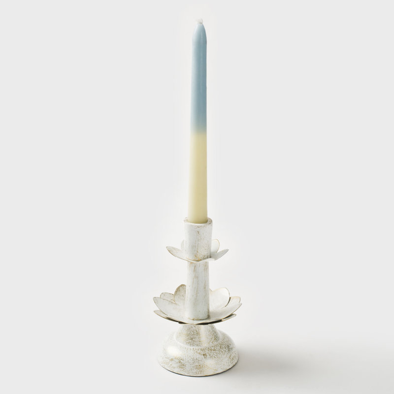 Mela Artisans Lotus Bloom Tapered White Candleholder, White