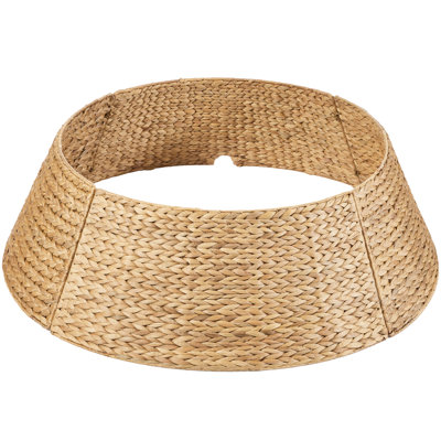Best Choice Products Woven Hyacinth Christmas Tree Collar, Tree Skirt Accessory W/ Cord Cut-Out - Washed White