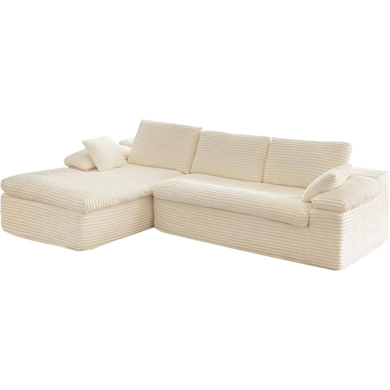 110" L Shaped Modular Sectional Sofa For Living Room, Beige