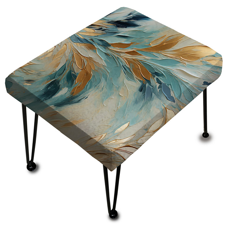 Gold And Blue Frosty Drift Experience - Marble Rectangle Ottoman