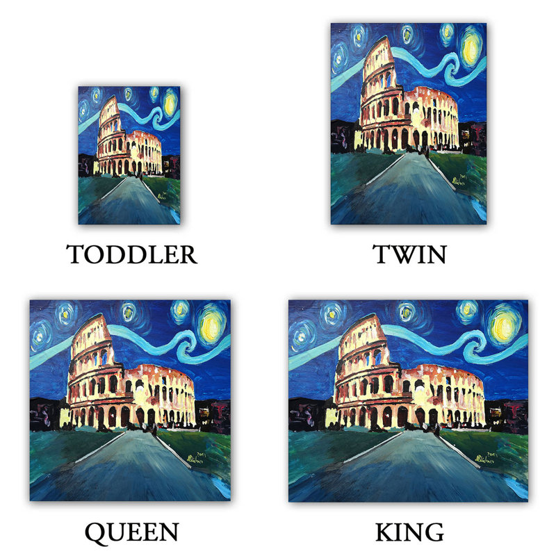 Ensemble de housse de couette starry night rome colosseum, 1 housse + 2 taies très grand lit