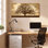 Silhouette, arbre sépia, paysage, toile tendue, impression sur toile, ensemble de 1