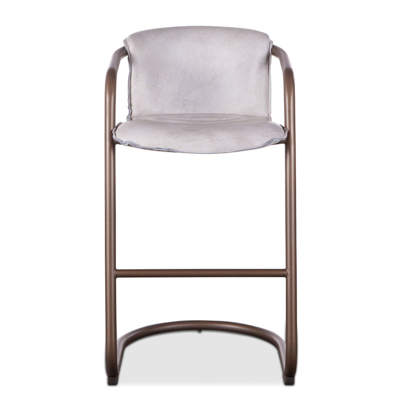 Chiavari Upholstered with Metal Frame, Vintage White Leather/ Oil Rubbed Bronze Frame, Bar Stool (29" Seat Height)