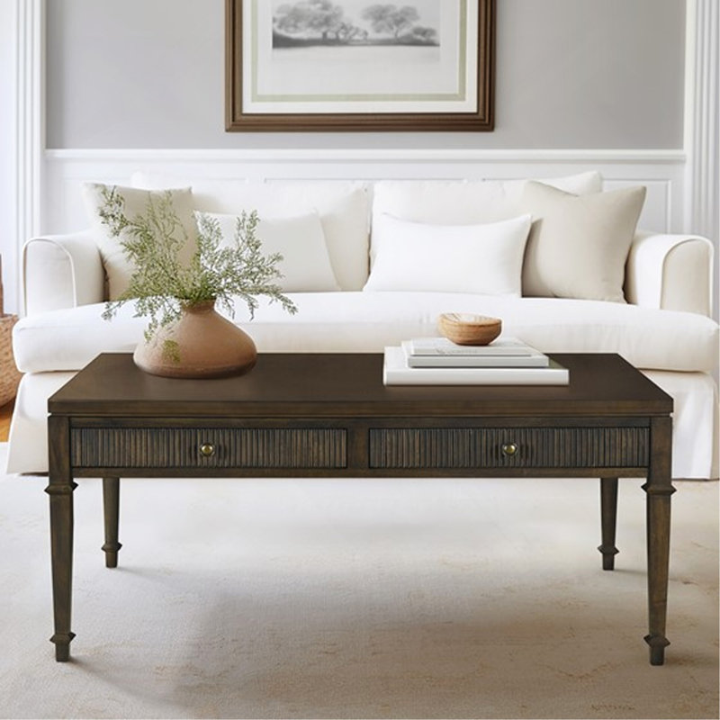 Coffee Table, Fluted 2-Drawer