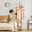 Wooden Coat Rack Stand With Rotating Hooks, Freestanding Clothes Hanger Organizer For Bedroom, Entryway, Living Room