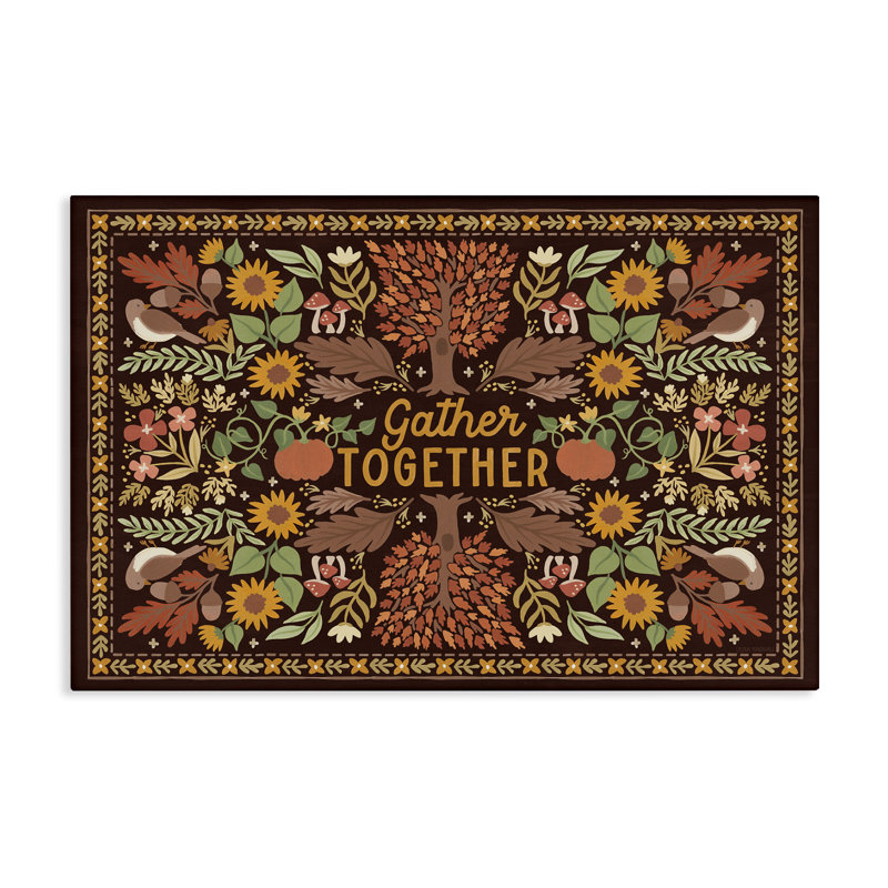 "Gather Together" sur toile brune par Laura Marshall, H 24 po x l 36 po