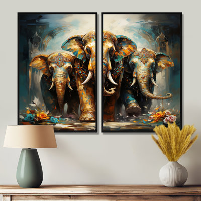 Art asiatique, éléphants thaïlandais X - art mural global
