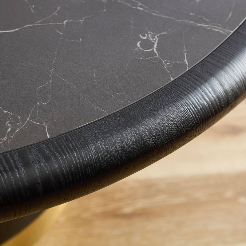 Table basse ronde 35,43 "avec base cylindrique, Noir
