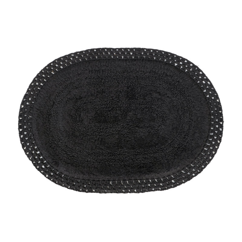 Adiraica 100% Cotton Bath Rug, Black