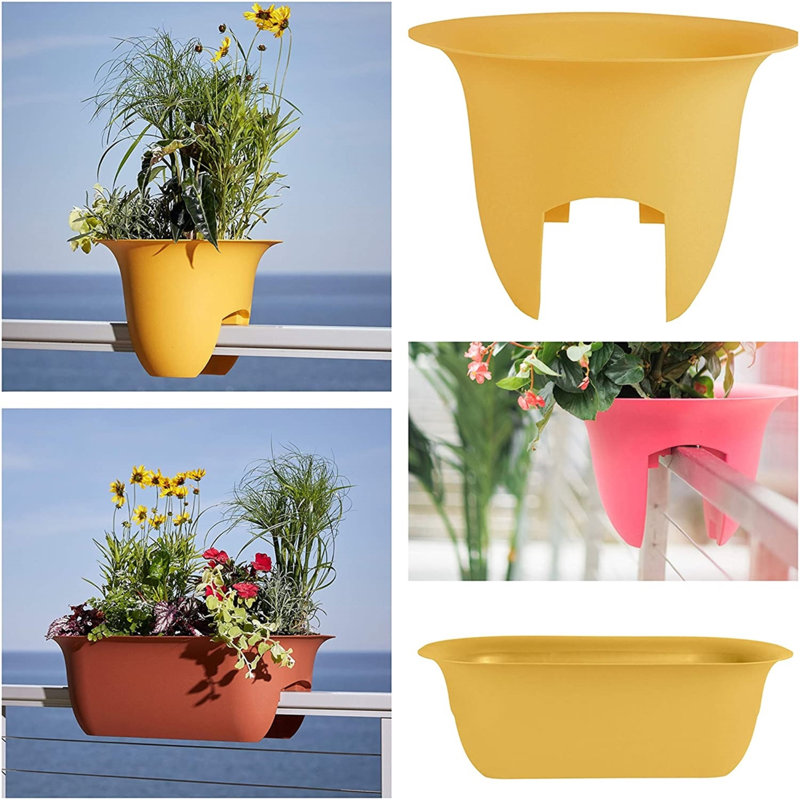 Hriska Railing Planter, Terra Cotta