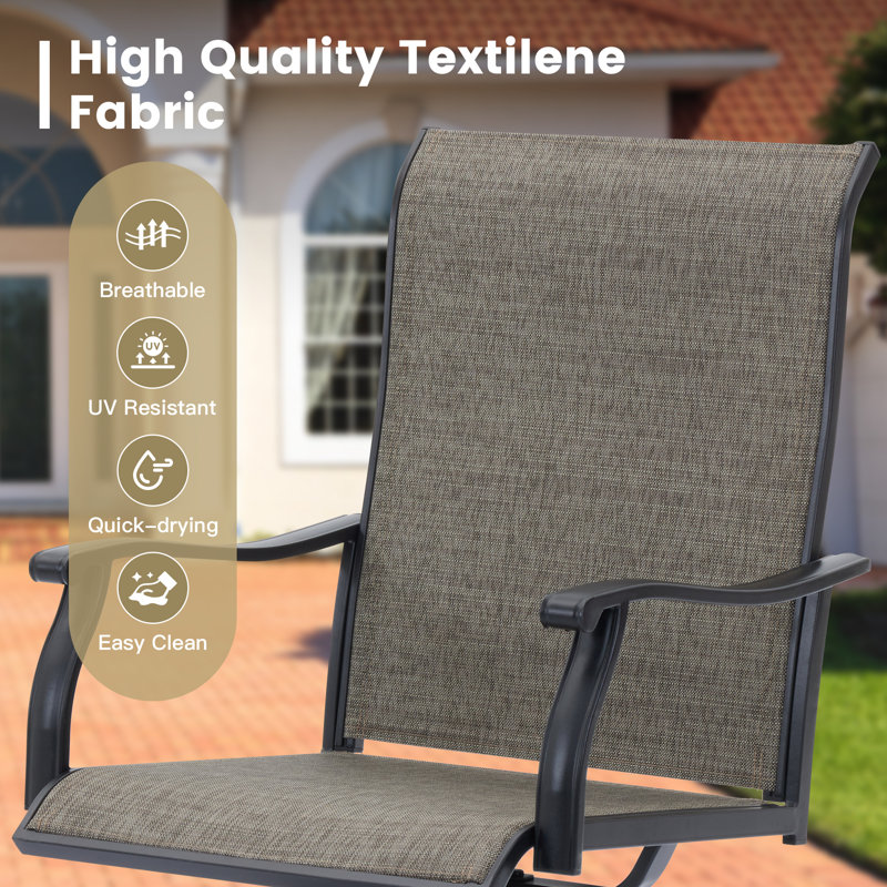9 Piece Square Outdoor Dining Set With Swivel Chair, Black