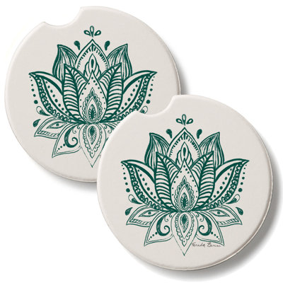 Lotus Sketch 2 Pack Absorbent Stone Car Coasters