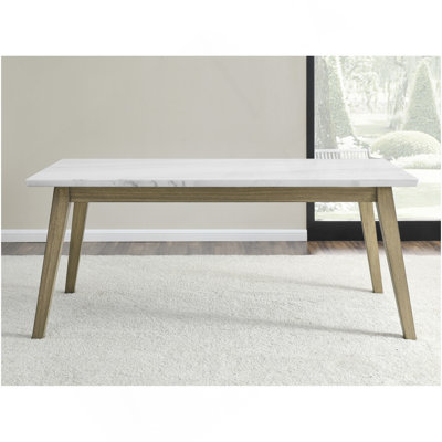 Vida - Table de salle à manger à plateau en marbre blanc - brun et blanc