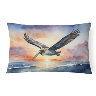 Pelican Fyling at Sunrise Throw Pillow