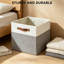 Bacs de rangement pliables en tissu avec poignées en polyuréthane renforcé, paniers de rangement pliables pour tablettes de placard, paquet de 4, 13 x 13 x 13 po