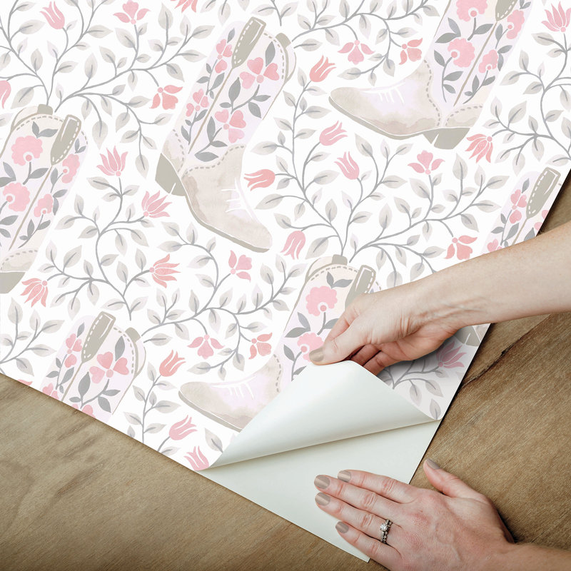 Cowgirl Like Me Peel and Stick Wallpaper, Pink