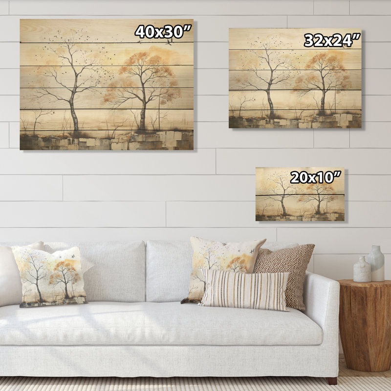 Terre majestueuse Baobab I - arbre Baobab, art sur bois de pin naturel, H 30 po x l 40 po
