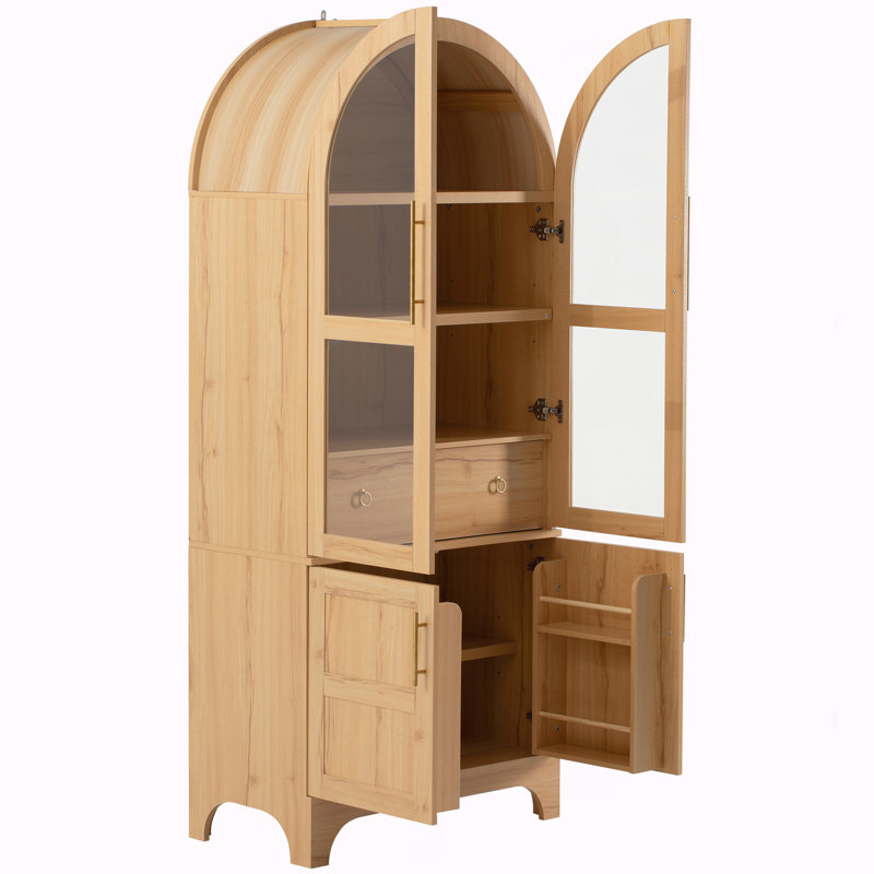 Grand garde-manger arqué 71 "avec tablettes de porte 71", Naturel