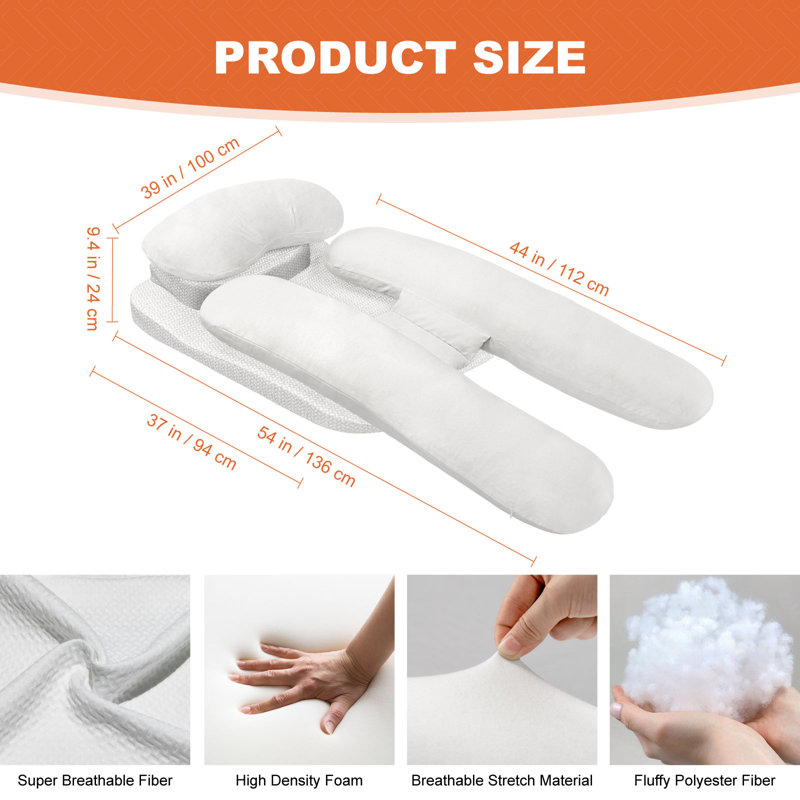 Sound Sleep Comfort Shoulder Pain Relief Side Sleeper Pillow System with Arm Contoured Wedge Pillow, H-Shape Body Pillow & Headrest for Adult or Pregnancy