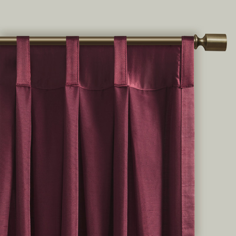 Burgundy Pleated Polyester Light-Filtering Rod Pocket Drapes