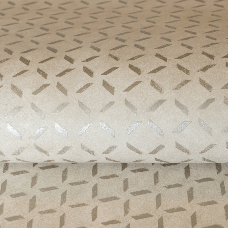 Soho Metallic Industrial Grid 10.05m x 53cm Wallpaper Roll, Cream Gold