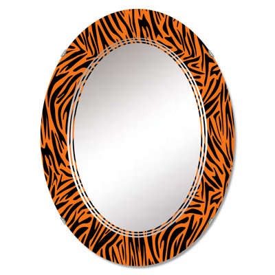 Odali Orange And Black Zebra Skin - Animals Wall Mirror