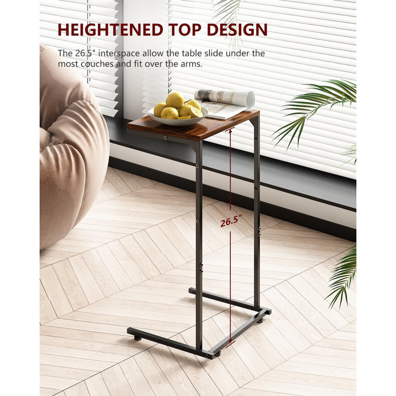 C Shaped End Table, Side Table For Couch And Recliner, Sofa Tray Desk With Storage Bag