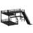 L-Shaped Bunk Bed With Loft Bed, Metal Triple Bunk Bed With Slide And USB Ports-964181567