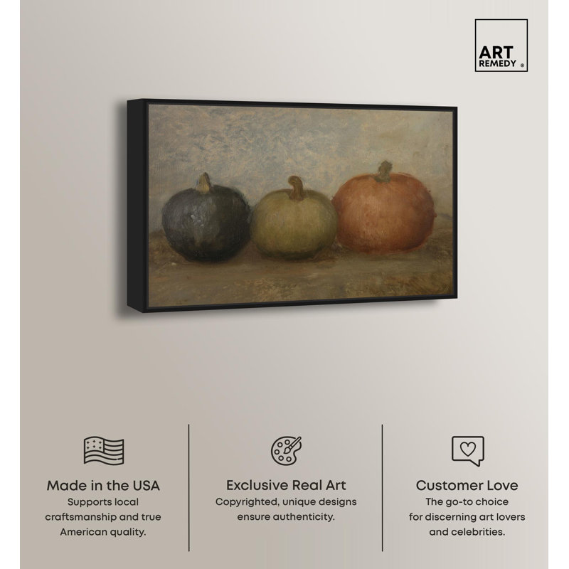 Multicolor Pumpkins Canvas Fall Wall Art with Black Frame