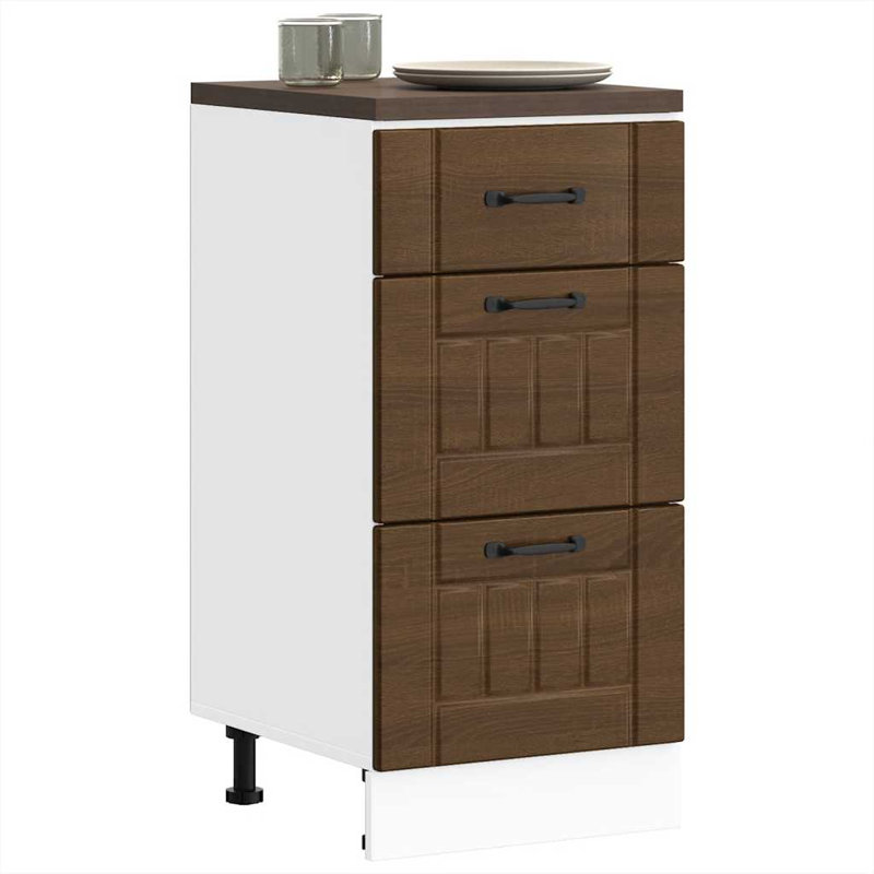 Atsabe Standard Base Cabinet, 81.5cm H x 40cm W x 46cm D, Brown Oak