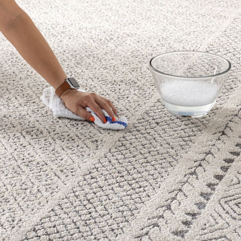 Calvo Light Beige/Charcoal Area Rug, Square 6'7"