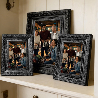 5" x 7" Black 3 PCS Refined Picture Frame for Shelf Decor
