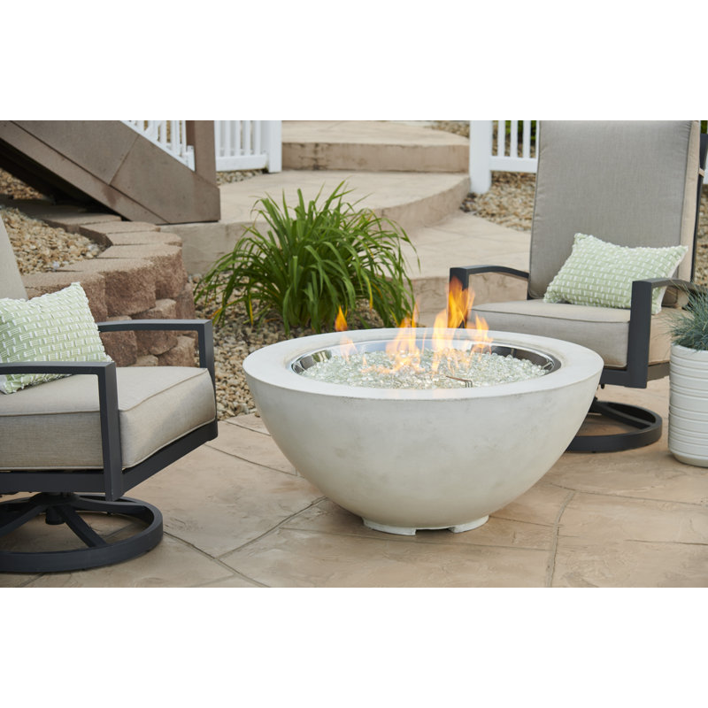 Cove Rectangle Concrete Smokeless Fire Pit Table, White, Natural Gas