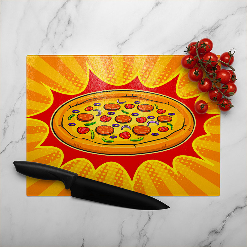 art retro Designer Glass Chopping Board, 28cm L x 20cm W