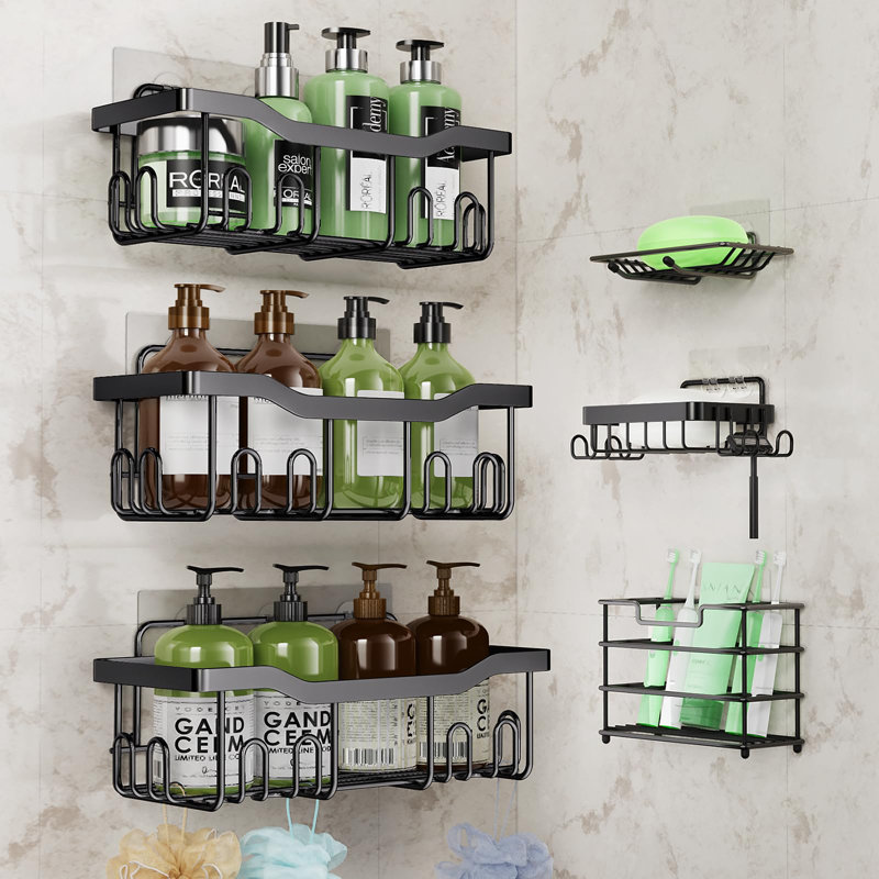 Tablette de rangement de salle de bain durable en acier inoxydable - paquet de 6, grande capacité