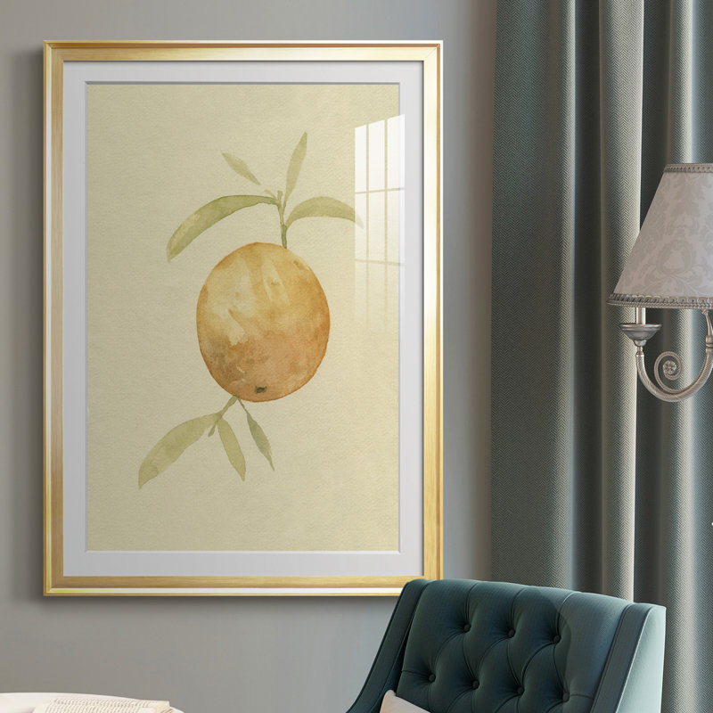" Dappled Oranges III " Painting Print, 42.5" H x 30.5" W x 1" D, Gold Framed