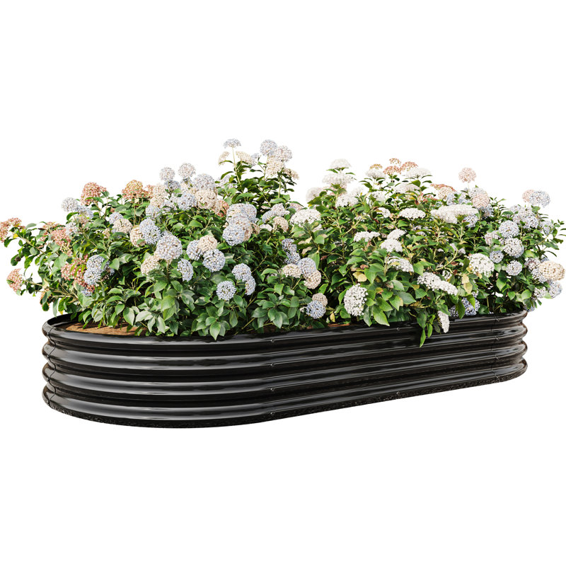 Oval Metal Raised Garden Bed - Black, 87.51"X45.14"X11.26", For Plants & Flowers, Frame, Easy To Assemble Planter Bed, 88.99"X45.14"X11.26", Veggies, Rustproof Finish, Generous Soil Volume