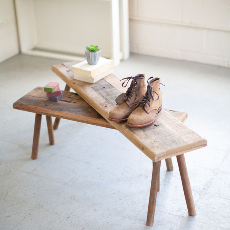  Tables d'appoint en bois recyclé H 16 po - Ensemble de deux tables d'entrée style maison de campagne rustique