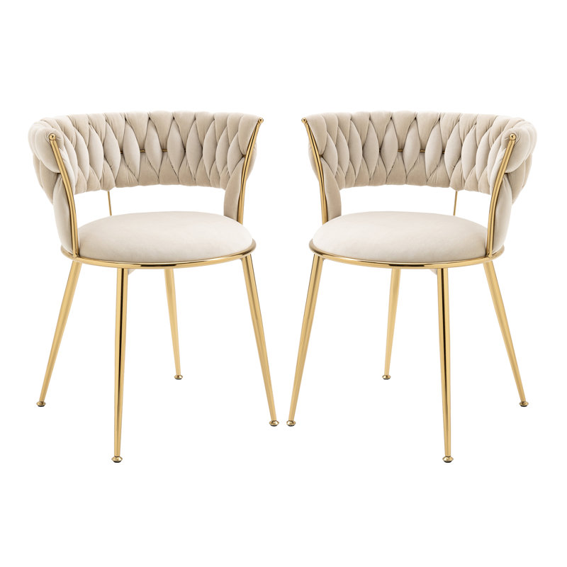 Velvet Tufted Dining Chair(set Of 2), Ivory
