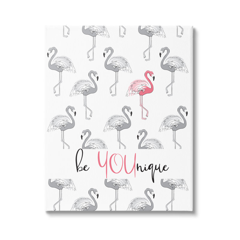 «Be Younique Pink Flamingo» par Martina Pavlova - impression, H 20 po x l 16 po x P 1,5 po, Toile tendue