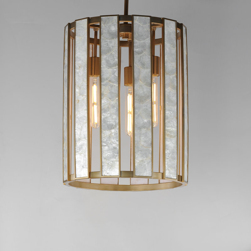 3 - Light Natural Aged Brass Cylinder Pendant