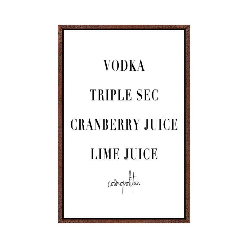 Cosmopolitan Cocktail Recipe by Typologie Paper Co - Gallery-Wrapped Canvas Giclée on Canvas, Classic Wood Framed