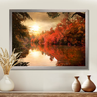 Paysage, coucher de soleil sur une rivière, photographie sur toile