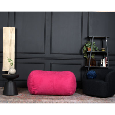 Fauteuil à billes cylindrique fuchsia de 4 pieds. Moderne et confortable. Housse amovible à fermeture à glissière. Rembourrage en mousse haute. Sac en suède cylindrique de 23 lb, 35 po de largeur, 25 po de hauteur et 50 po de profondeur. Confortable grâce au rembourrage à fermeture à glissière.