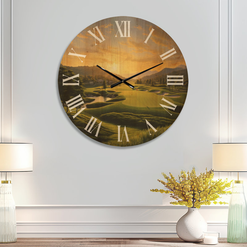 Golf Dawn on the Put I - Grande horloge murale en bois imprimée, Medium