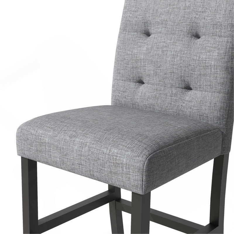 Ensemble de salle à manger 5 pièces à hauteur de comptoir avec table carrée et tabourets avec repose-pieds et 4 chaises rembourrées à haut dossier