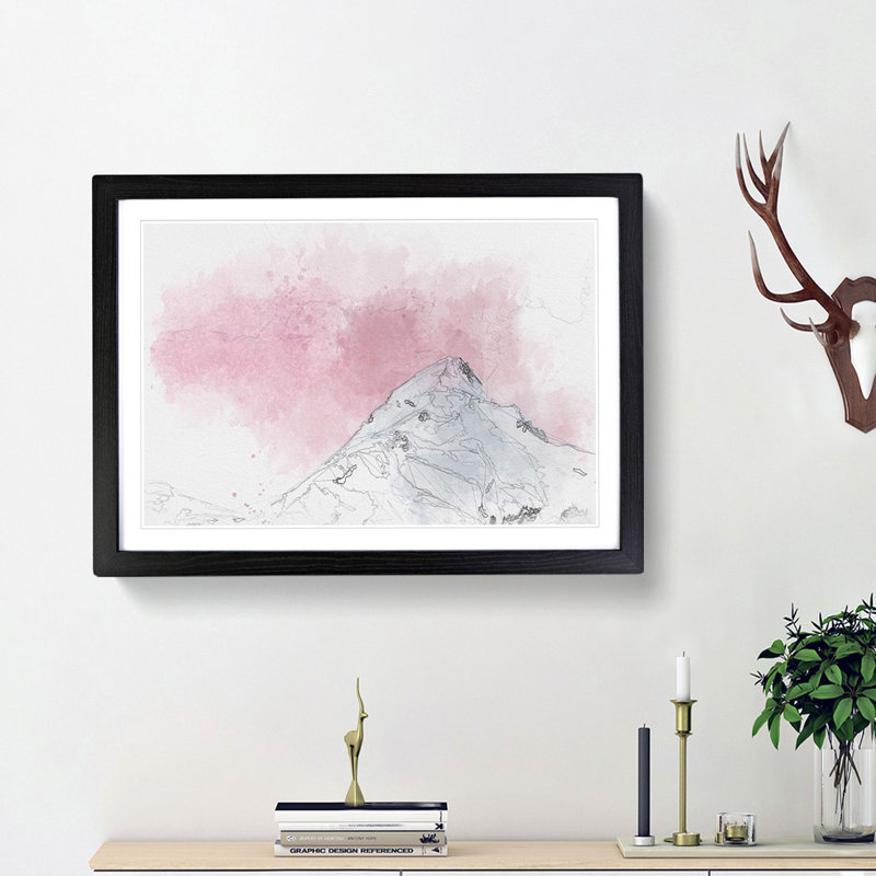 Snowy Mountain - Framed Print, 24cm H x 33cm W x 2cm D, Black Framed