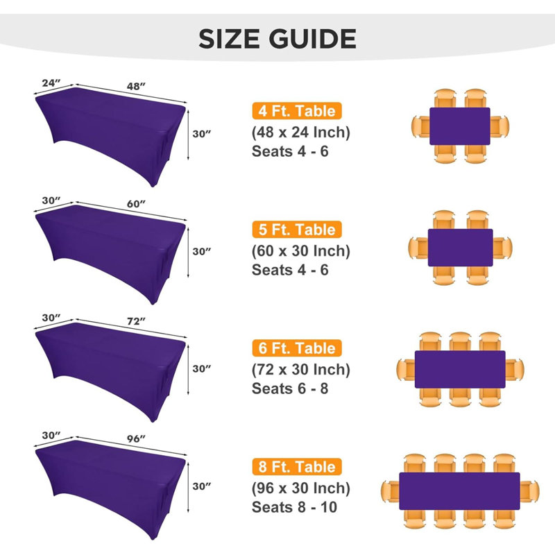 2 Pack Table Cover Fitted Rectangular Tablecloth Stretchable Fabric Lycra Table Cloth 6 Ft Wrinkle-Free For Party Tradeshows Banquet Weddings Cocktail